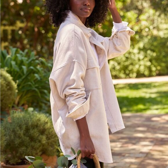 NWT Frank & Eileen McLoghlin Utility Shirt In Natural - Picture 2 of 9